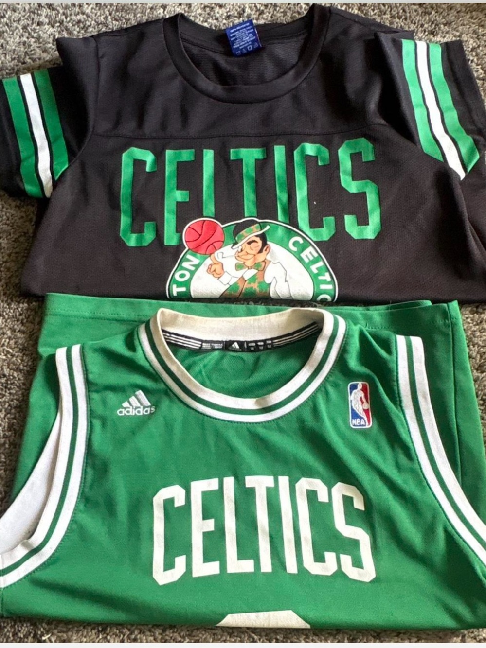 Kids Celtics Green & Black Basketball Jersey Set by adidas